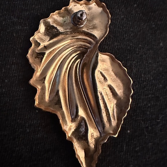 Chic 80’s Modernist Art Deco Vanilla Cream Enamel Statement Earrings - Picture 3 of 4